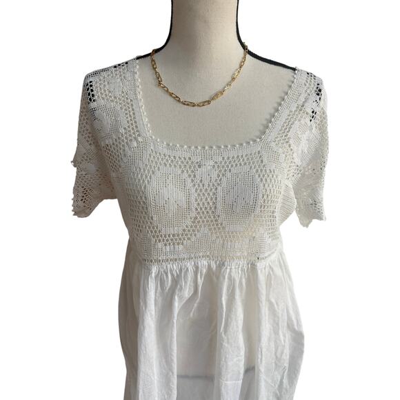 Vintage Inspired White Cotton Crochet Lace Dress Women’s Small Boho Cottagecore - Picture 2 of 5